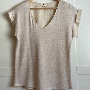 One Clothing Co. Cream and gold shimmer top